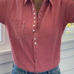 Vintage Red Denim Levi’s Tunic Top Shirt - old school collectors item